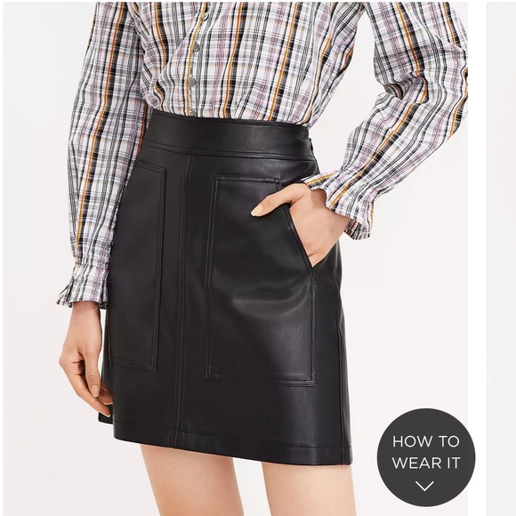 LOFT Dresses & Skirts - LIKE NEW Faux Leather Pocket Shift Skirt